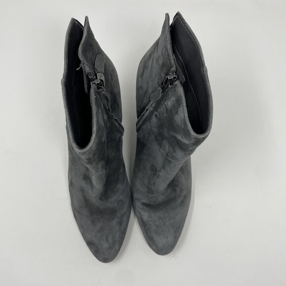 Sam Edelman Wilson Gray Suede Leather Zip High Wedge Heel Ankle Boots Size 9.5 M - Picture 3 of 9